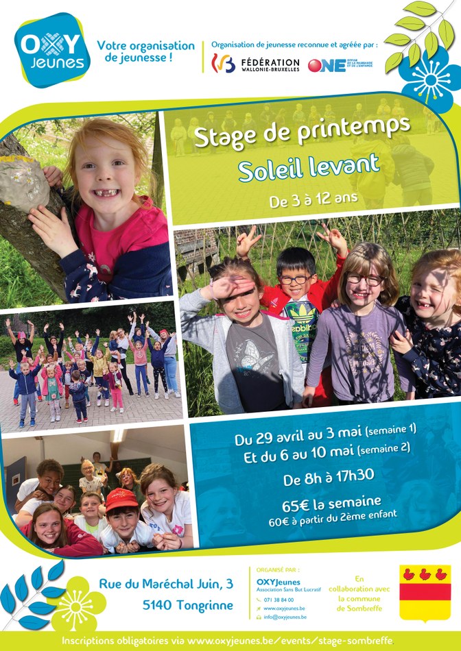 Affiche web   Stage de printemps 2024 @Sombreffe