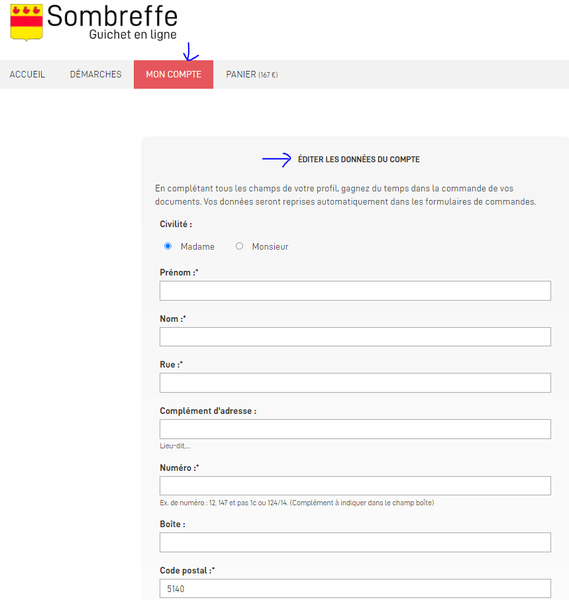 E-guichet Données du compte